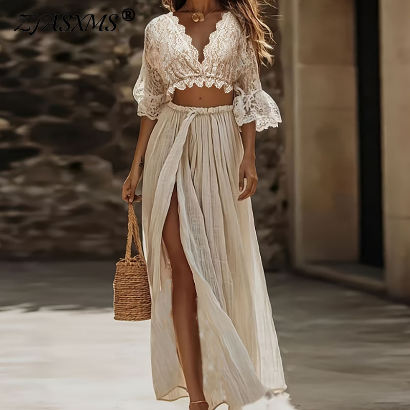 Women'S Vacation Accessories - Conjunto Feminino Boêmio de Renda Duas
