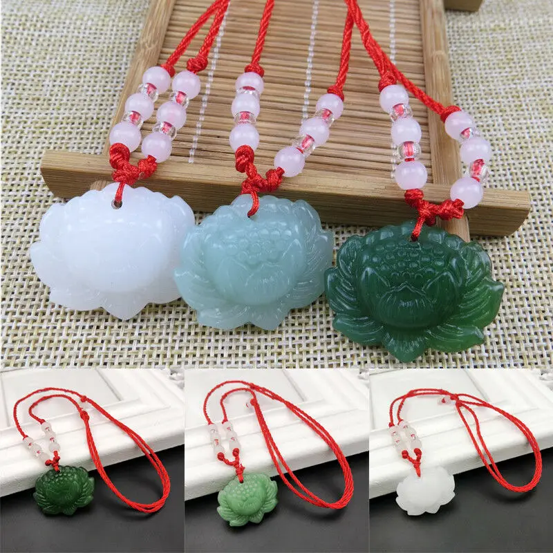 Women Accessories For Hand - Jade verde natural pingente de lótus