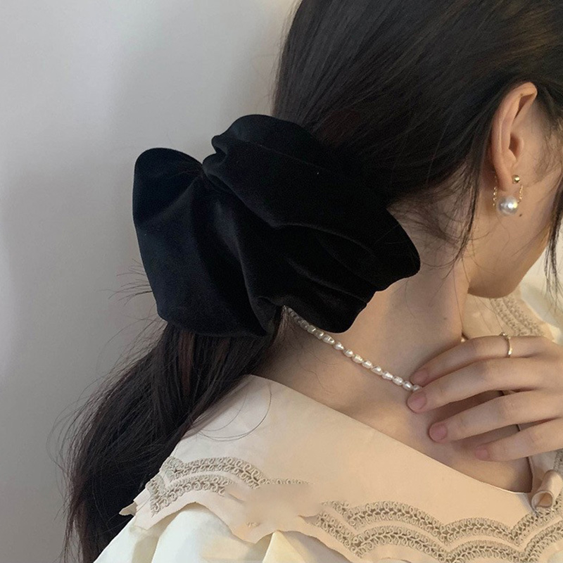 Hair Tie Velvet - Oversize preto veludo scrunchies laços de