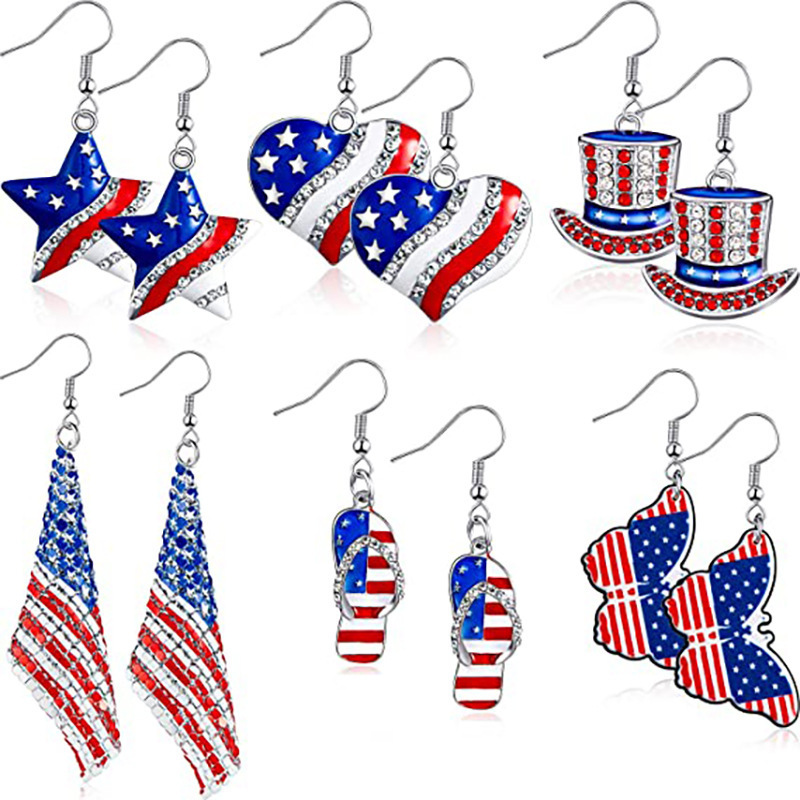 Brincos de bandeira americana, - Women Accessories Usa avaliação e preço
