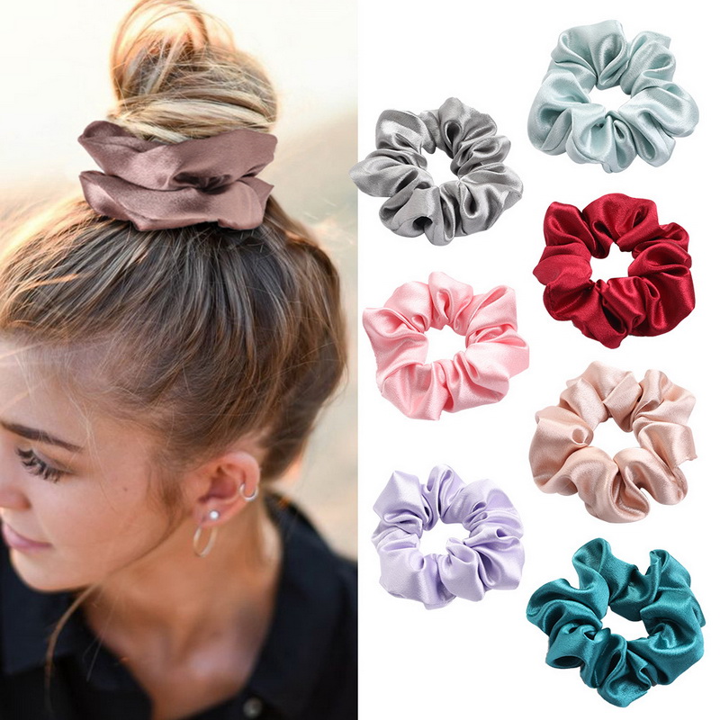 Coreia cor sólida cetim scrunc - Hair Tie Velvet avaliação e preço